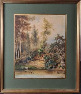 CICERI Pierre Luc Charles 1782-1868,Chaumière au bord de l'étang,1839,Osenat FR 2023-03-18