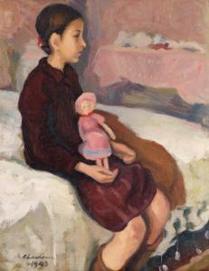 CICERONE Popescu 1908-1988,Girl with Doll,1943,Artmark RO 2024-04-15