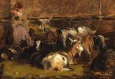 CIMA Luigi 1860-1938,Shepherdess with Goats in a Barn,Palais Dorotheum AT 2019-06-24