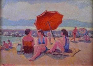 CINQUIN Rene 1898-1978,La plage,1976,Aguttes FR 2017-04-19