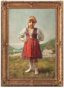 CIOLINA Giovanni Battista 1870-1955,Ritratto di bambina in abiti tradizi,1927,Wannenes Art Auctions 2023-05-18
