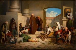 CITTADINI Alessandro 1820-1877,Il pasto dei poveri a Roccasecca,1872,Bertolami Fine Arts 2019-12-05