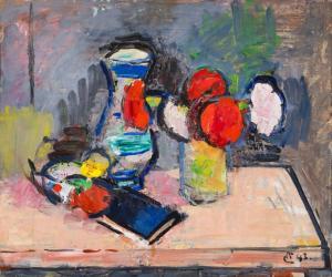 CIUCURENCU Alexandru 1903-1977,Still Life with Jug and Glass of Carnations,1943,Artmark 2024-03-20