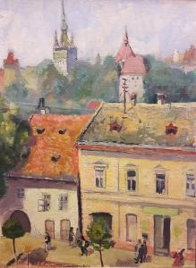Ciucurencu Ana Asvadurova 1903-1972,Peisaj din Sibiu / Landscape in Sibiu,1954,GoldArt RO 2017-04-26