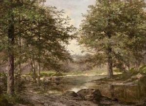 CLÉDAT DE LAVIGNERIE Samuel Marie 1800-1800,Paysage à l'étang,1881,Mercier & Cie FR 2009-04-05