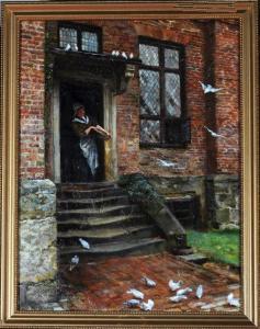 CLACY Ellen,A YOUNG WOMAN AT THE DOOR OF A COUNTRY HOUSE FEEDI,1886,Anderson & Garland 2012-06-19