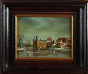 CLAES Paul 1866-1940,Landscape with castle and ice fun,20th century,Twents Veilinghuis NL 2022-01-06