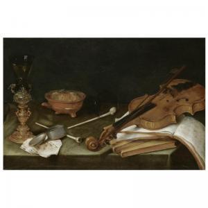 CLAESZ Pieter 1597-1661,STILL LIFE WITH SMOKING IMPLEMENTS, A GILT GLASS H,Sotheby's GB 2006-12-06