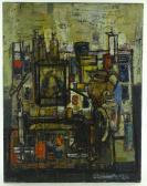 CLAIRMONTE Christopher 1932-2012,abstract interior with sewing machine and ,1957,Burstow and Hewett 2018-07-26