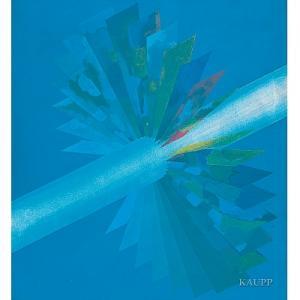 CLAPEKO Claus Peter 1940,Abstrakte Komposition in Blau aus diagonal durch d,1970,Kaupp DE 2008-06-05