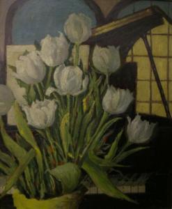 Clara Laughlin HAMILTON,Still Life Tulips in Planter on Piano,1939,Wickliff & Associates 2008-09-20