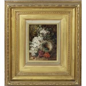 CLARE George 1835-1900,study of birds nest and flowers upon a mossy bank,Fellows & Sons 2023-03-03