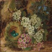 CLARE Oliver 1853-1927,Still life with flowers and eggs in a nest,Bruun Rasmussen DK 2013-02-26