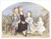CLARENDON SMITH Jane Sophia 1800-1900,Group portrait of four children,1869,Dreweatt-Neate 2011-02-23