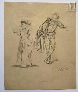 CLARIN Georges 1843-1919,Etude de deux personnages en pied,Artprecium FR 2022-03-25