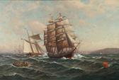CLARK C. Myron 1876-1925,Boats offshore,Butterscotch Auction Gallery US 2018-07-22