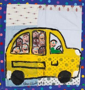 CLARK Chris,Quilt with School Bus,Ripley Auctions US 2012-10-27