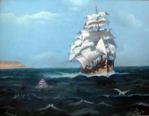 CLARK E 1800-1900,Sailing galleon at sea,The Cotswold Auction Company GB 2019-01-22