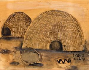 CLARK Irene 1927-1984,Untitled (African Huts),1965,Swann Galleries US 2022-03-31
