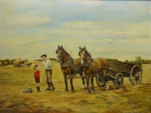 CLARK J,Harvesting on the Wolds,20th century,David Duggleby Limited GB 2018-10-20