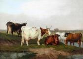 CLARK James 1834-1926,CATTLE WATERING,Hodgins CA 2012-11-26