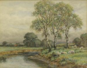 CLARK John Stewart 1800-1900,Flock of sheep approaching a pond,Mallet JP 2009-09-11
