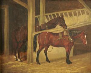 CLARK John Stewart 1800-1900,Stable interior with horses,Paul Beighton GB 2009-03-08