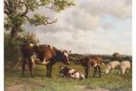 CLARK Joseph Dixon 1849-1944,CATTLE AND SHEEP IN AN EXTENSIVE LANDSCAPE,Addisons GB 2015-06-25