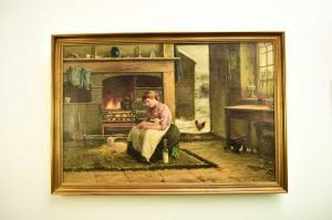 CLARK Joseph Dixon 1849-1944,Farmer's wife feeding Lambs by the Fire, winter la,Halls GB 2024-02-07