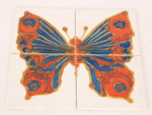 Clark Kenneth 1922-2012,A four 6in dust pressed tile panel decorated ,Fieldings Auctioneers Limited 2017-10-21