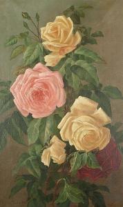 CLARK Lizzie 1894-1907,Still lives of pink and yellow roses,Bonhams GB 2006-08-16
