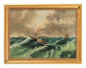 CLARK OF GREENOCK William 1803-1883,A Paddle Steamer in Rough Seas,1857,Hindman US 2024-03-14