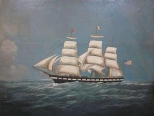 CLARK William 1800-1900,A Brigantine at sea flying the American Flag,Dreweatt-Neate GB 2012-05-10
