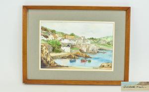 Clarke Elizabeth,Cornish fishing village with moored boats in a peaceful cove,Gerrards GB 2017-09-07