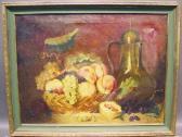 CLARKE G.M 1900-1900,STILL LIFE FRUIT AND SILVER PITCHER,William Doyle US 2002-04-10