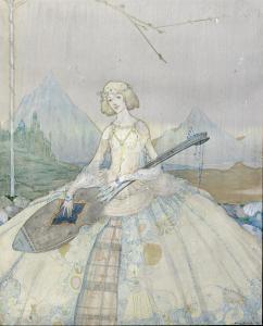 CLARKE Harry 1889-1931,Hilda Luvia – Lady playing a theorbo,1921,Adams IE 2023-12-06