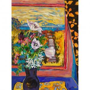 CLARKE JOANNE 1944,SPRING BOUQUET WITH PAINTING,1993,Waddington's CA 2021-03-11