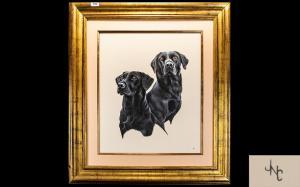 CLARKE John,depicting two black Labradors,Gerrards GB 2018-11-08