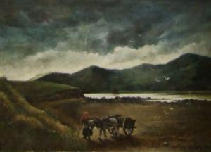 CLARKE R,Irish Landscape with Woman and Horse Drawn Cart,1900,Keys GB 2009-06-12