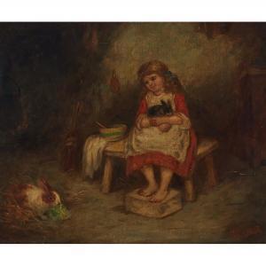 CLARKE Samuel Barling 1830-1880,LITTLE GIRL WITH HER RABBITS,19th Century,Waddington's CA 2018-09-15