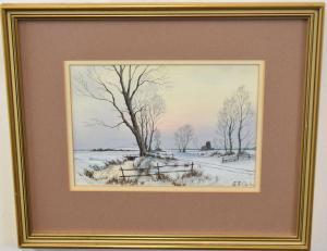 CLARKE Sidney F 1939-2014,Norfolk winter landscapes,20th century,Keys GB 2020-01-18