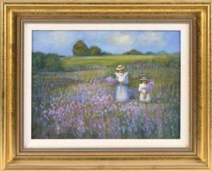 CLARKE Susan 1800-1800,Girls picking irises,Eldred's US 2017-08-10