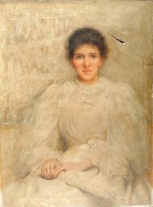 CLARKE Thomas Shields,Portrait, three quarter length, of a seated lady w,1897,Bonhams 2003-09-09