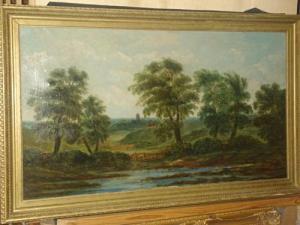 CLARKSON,River landscape with trees and sluicegate,1880,Bonhams GB 2011-06-13