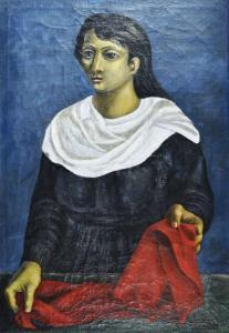 CLARO CESAR LOPEZ 1912-2005,MUJER CON PAÑO ROJO,1938,Galeria Arroyo AR 2022-03-17