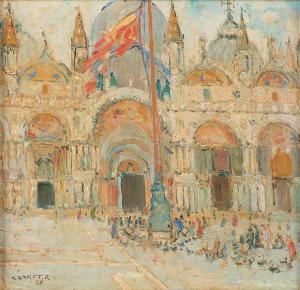 CLAROT Rene 1882-1972,Vue animée de la Place Saint-Marc à Venise,1925,Horta BE 2023-01-23