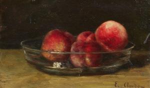 CLAUDE Eugene 1841-1922,Früchtestillleben mit Pfirsichen in einer Glasschale,Lempertz DE 2023-11-18