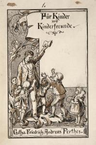 CLAUDIUS Wilhelm Ludwig H,Illustrationszeichnung Kinder um einen Herrn mit B,1880,Mehlis 2020-08-27