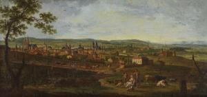 CLAUDOT DE NANCY Jean Baptiste 1733-1805,Stadtpanorama in weitem Flusstal,Ketterer DE 2012-04-26