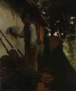 CLAUSEN Christian Valdemar 1862-1911,A workman whitewashing a house,Bruun Rasmussen DK 2022-05-02
